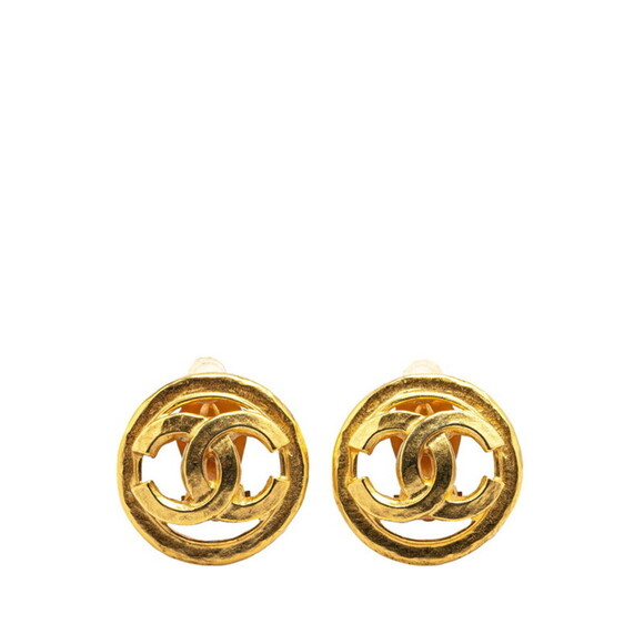 CHANEL Gold Logo Earrings - Picture 1 of 3